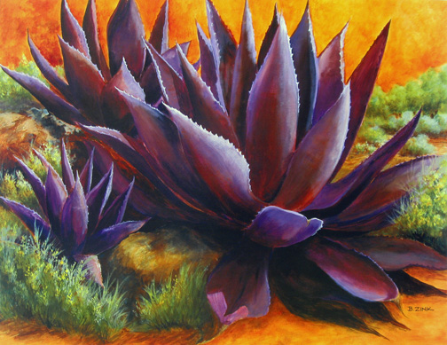 Beth  Zink - Purple Agave on the Rocks