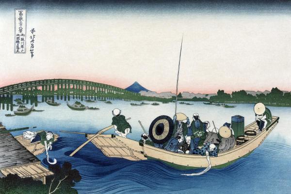  Hokusai - Sunset Across Ryogoku Bridge 