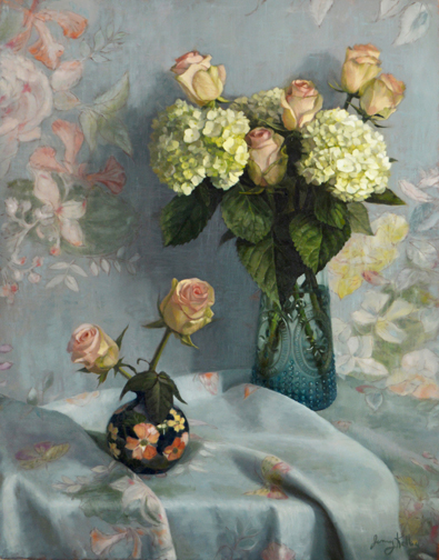Jenny Kelley - Roses and Hydrangeas in Blue