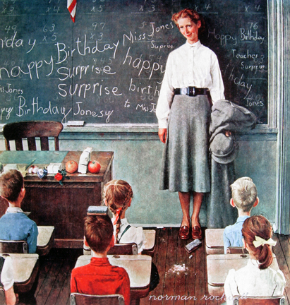Norman  Rockwell - Happy Birthday Miss Jones