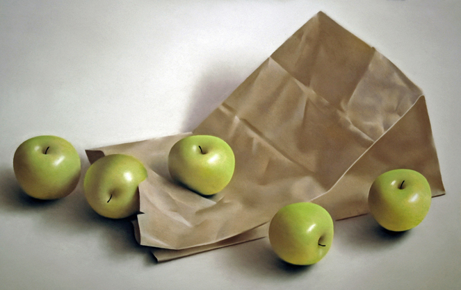 Robert Peterson - Five Green Apples with Brown Paper Bag