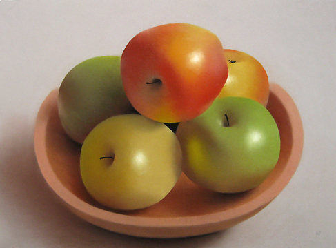 Robert Peterson - Five Apples in a Wooden Bowl