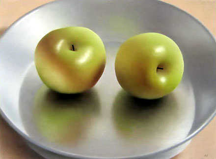 Robert Peterson - Two Apples In A Metal Bowl